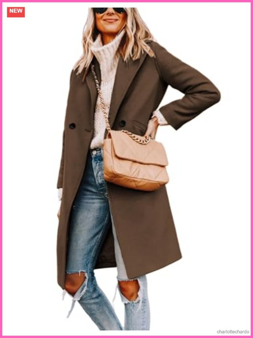 Women's Wool Blend Notch Lapel Knee Length Trench Pea Coat